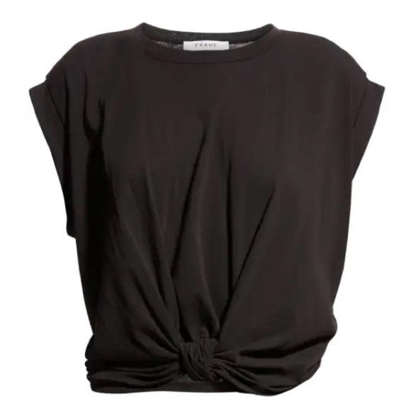 Frame Denim Women's Black Knot-Detail Muscle Tee size Small EUC - Picture 1 of 5